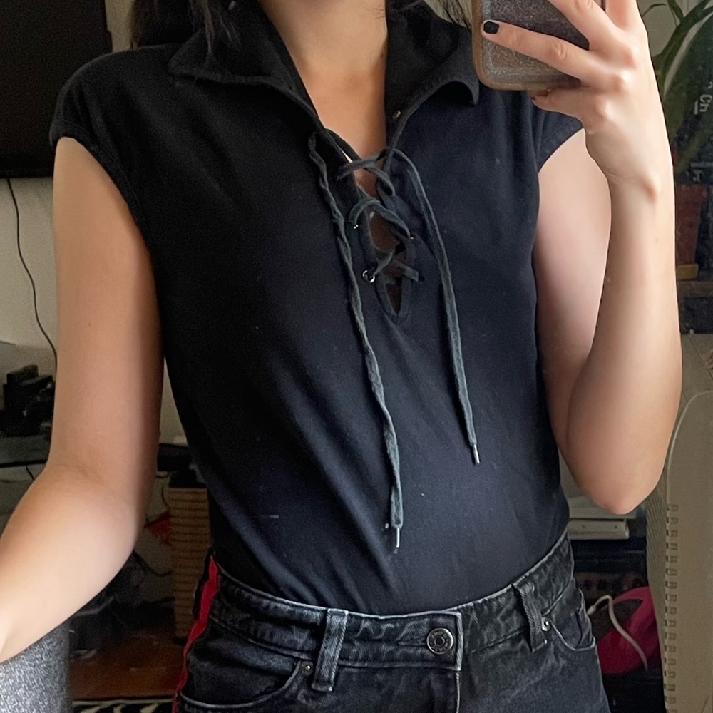 Lace up cotton top